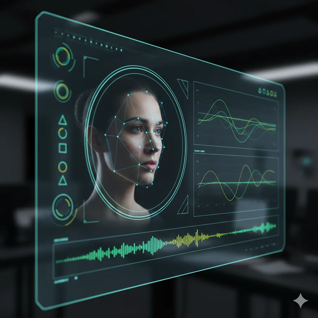 Інтерфейс live lie detector: аналіз реакцій у реальному часі з графіками та індикаторами