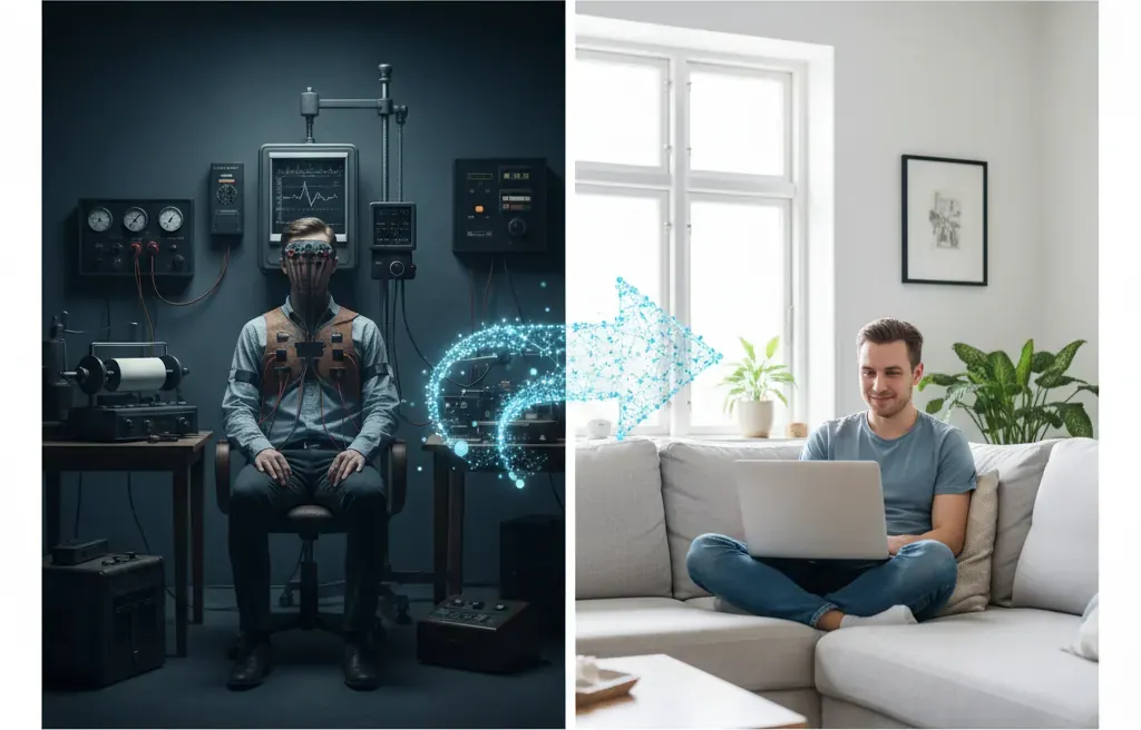 Порівняння класичного поліграфа з датчиками та сучасного онлайн-поліграфа через вебкамеру