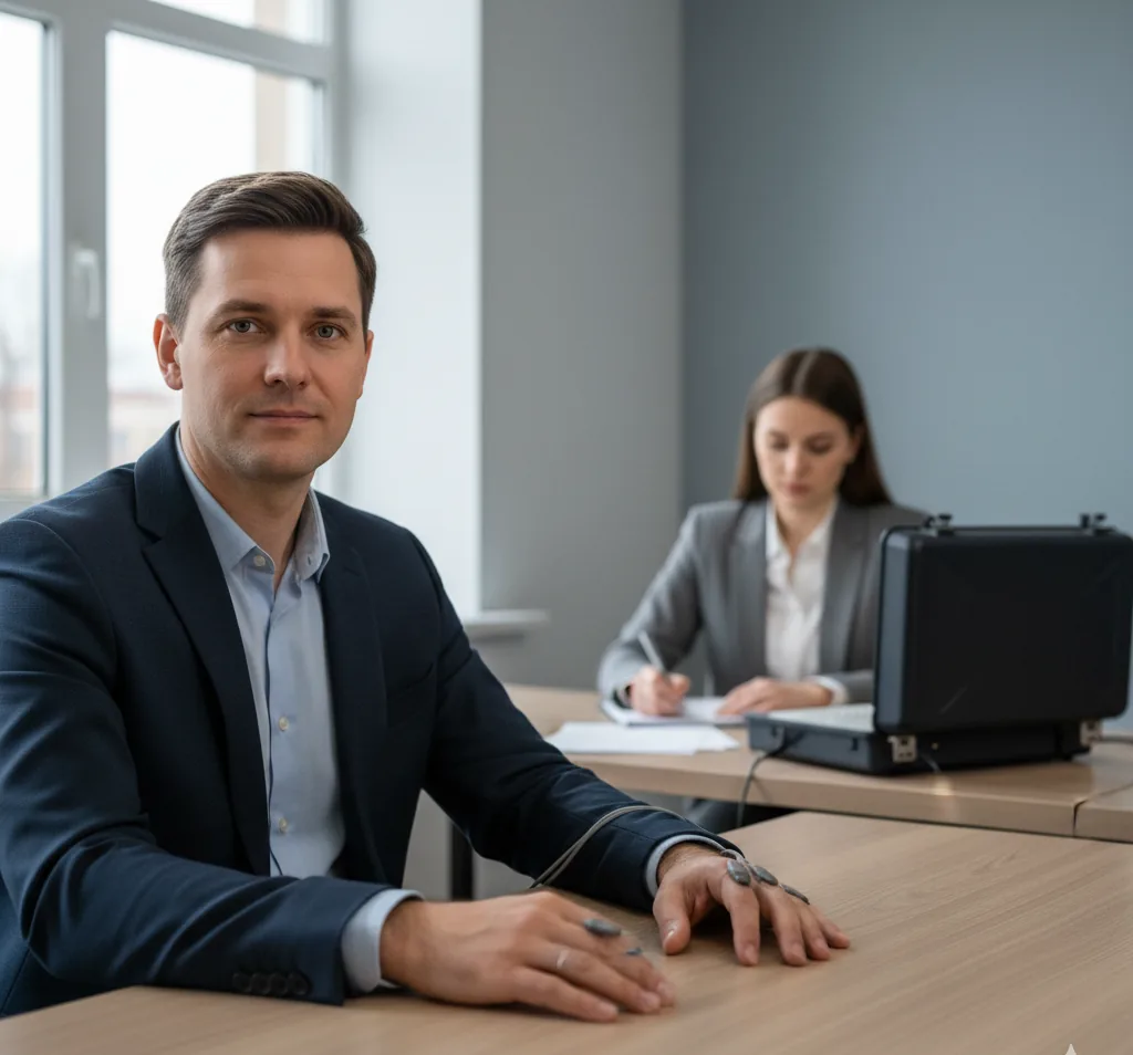 Екран поліграфа з графіками фізіологічних реакцій під час тестування